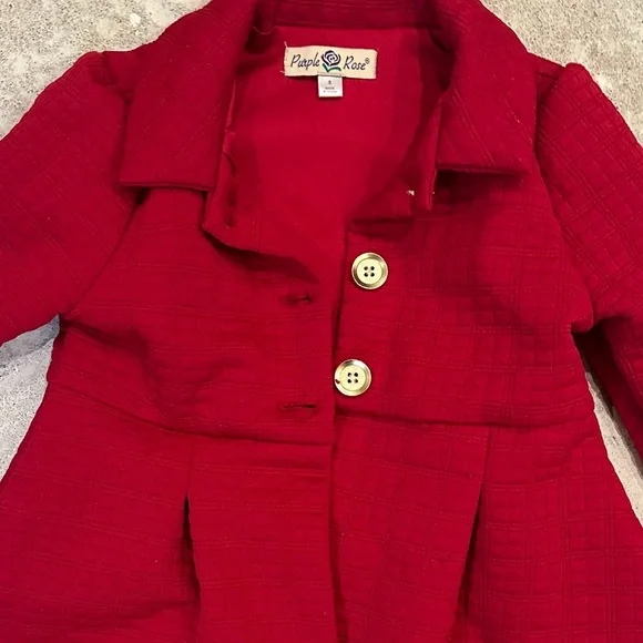 Stylish Kids' Red Pea Coat - Picture 2 of 5